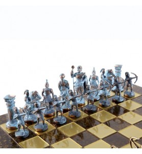 Duże ekskluzywne mosiężne szachy  - Łucznicy 44x44cm, S10BBRO
