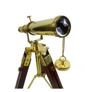 Mosiężna luneta na drewnianym trójnogu TEL-0188