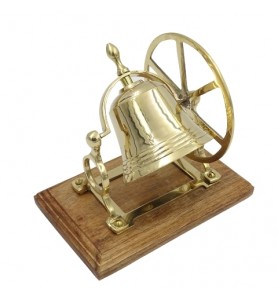 Mosiężny dzwon obrotowy na podstawie drewnianej  NC2677B