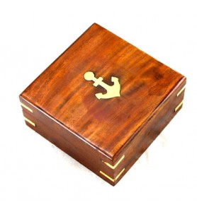 Kompas mosiężny - map reader w pudełku drewnianym NC1087