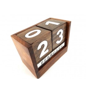 Kalendarz drewniany na biurko W776, 11.5x6x7 cm - palisander + metal