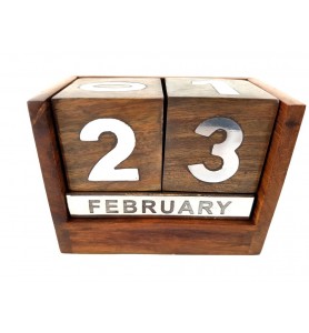 Kalendarz drewniany na biurko W776, 11.5x6x7 cm - palisander + metal