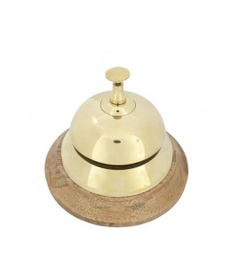 Mosiężny gong hotelowy na drewnianej podstawie NC2144G