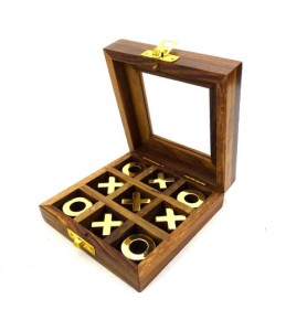 Kołko i krzyżyk - gra w pudełku drewnianym ze szklanym topem GMS-0140