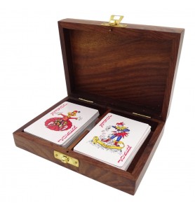 2 talie kart do gry w pudełku drewnianym - SE09