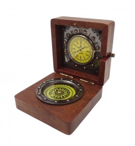 Kompas Retro i Zegar w pudełku drewnianym – NC2030
