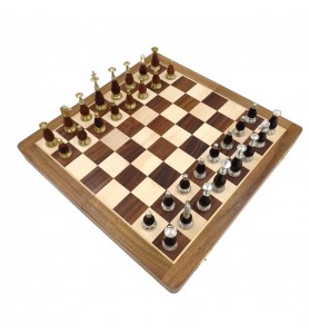 Ekskluzywne szachy mosiężno-drewniane  G635