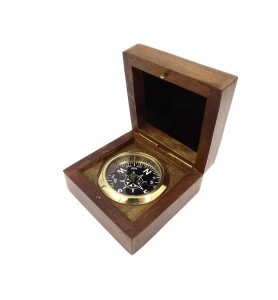 Kompas mosiężny w pudełku drewnianym BN-2260