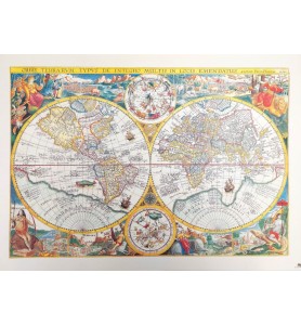 Stara Mapa Świata - Orbis Terrarum reprint - P. Plancius, 1594 r. M1594