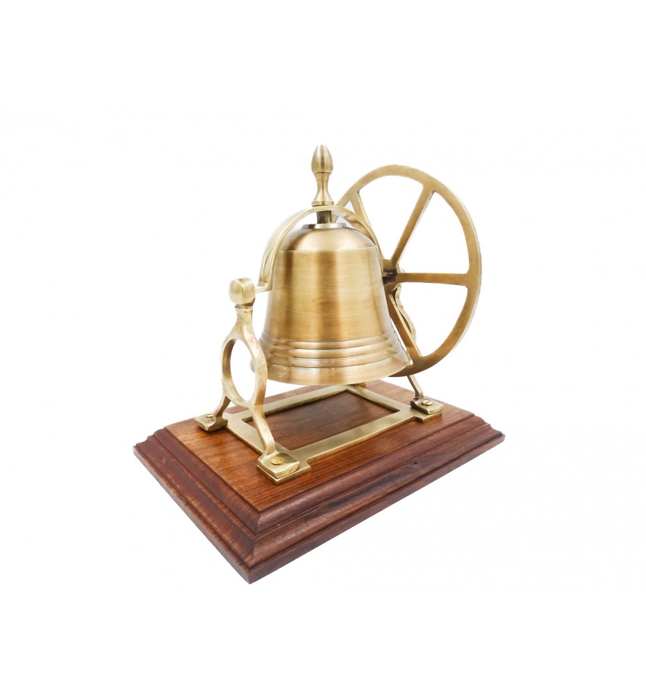 Mosiężny Dzwon obrotowy na drewnianej podstawie MX2677B